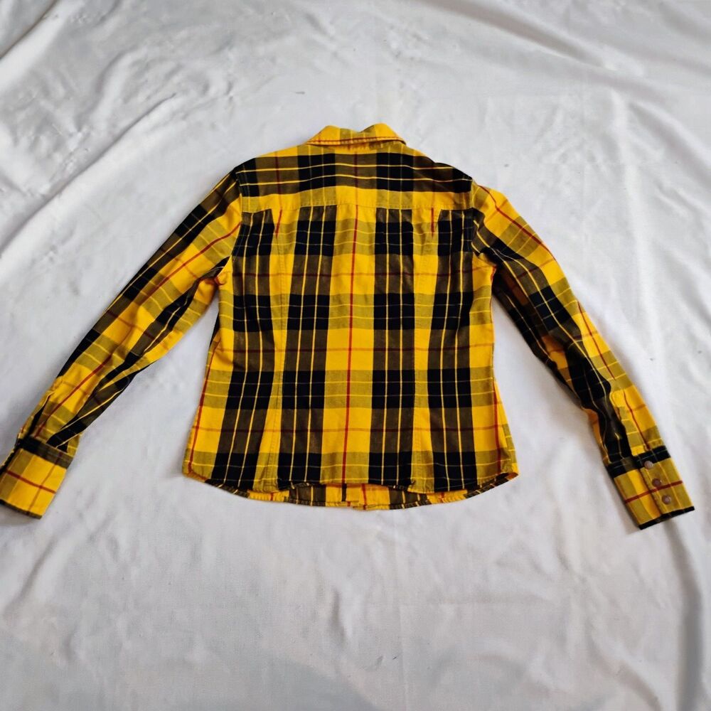Tommy Hilfiger Y2K Yellow Plaid Flannel Shirt Small Clueless 2002 Snap Vintage - Picture 15 of 16